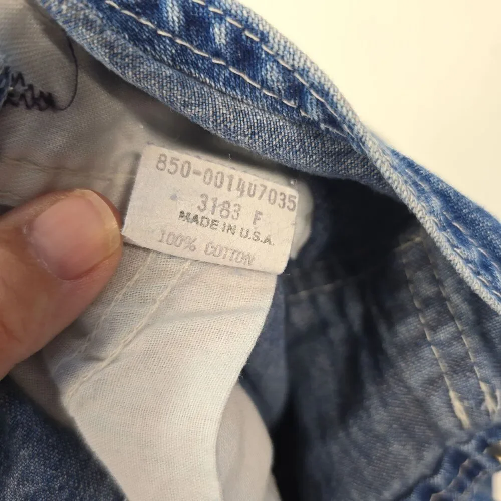 Vintage OshKosh B'Gosh Denim Overalls 24 Months Baby USA Classic Bib Jeans Blue